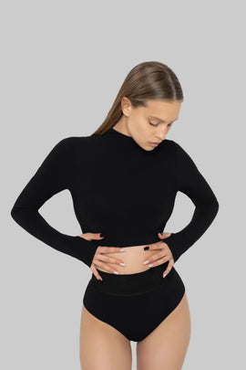 SOLID TOP | Long-sleeved swimsuit crop top