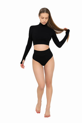 SOLID TOP | Maudymosi Crop'as + FORMING BOTTOM | Formuojančios maudymosi kelnaitės