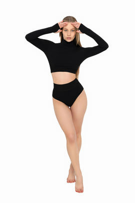 SOLID TOP | Maudymosi Crop'as + FORMING BOTTOM | Formuojančios maudymosi kelnaitės